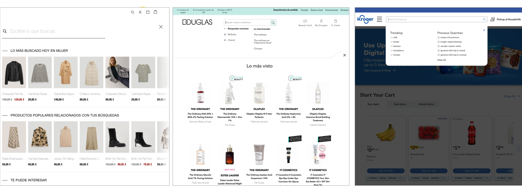 Massimo Dutti, Douglas and Kroger opened search layers 